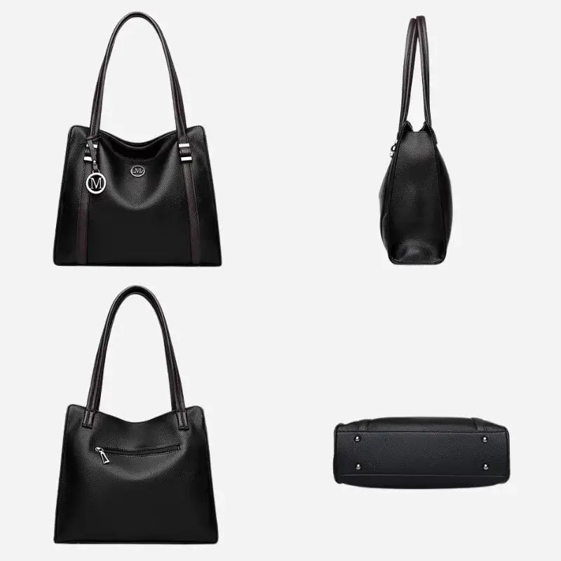 Bolsa-Tote-Feminina-Allegra-Preta-Costa-Lado-Verso-Frente-Bolsa-Feminina-Chiara-em-Couro-Legítimo-Preta--Modelo-Elegante-com-Acabamento-Premium-e-Estilo-Versátil-para-Uso-Diário-e-Profissional