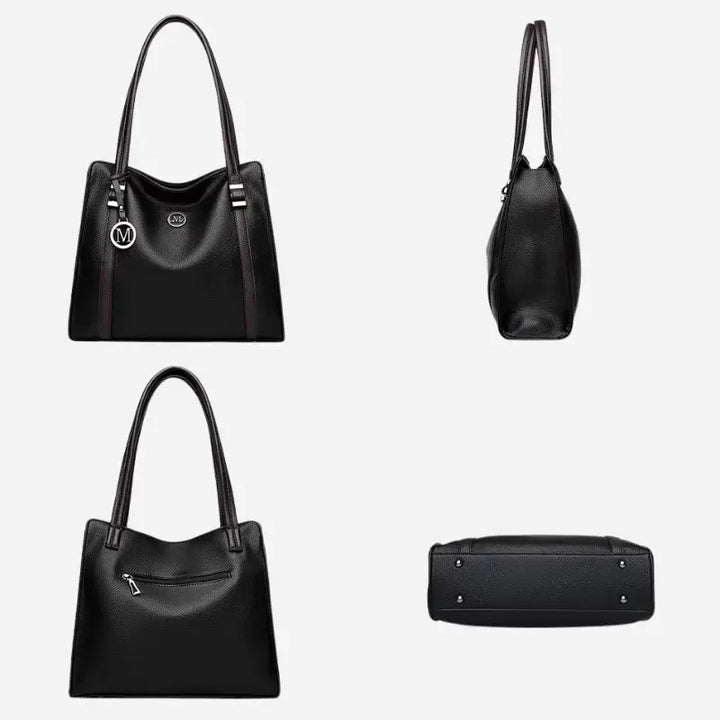 Bolsa-Tote-Feminina-Allegra-Preta-Costa-Lado-Verso-Frente-Bolsa-Feminina-Chiara-em-Couro-Legítimo-Preta--Modelo-Elegante-com-Acabamento-Premium-e-Estilo-Versátil-para-Uso-Diário-e-Profissional