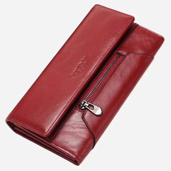 Carteira-Feminina-Longa-Camila-em-Couro-Vermelho-com-Design-Sofisticado-e-Espaçoso-ideal-para-compor-looks-modernos